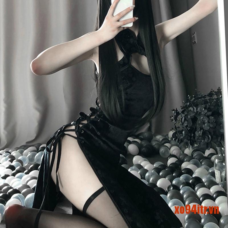 XOITR  Retro Cheongsam Nightgowns High Open Cosplay Costume Anime Sexy Lingerie Un
