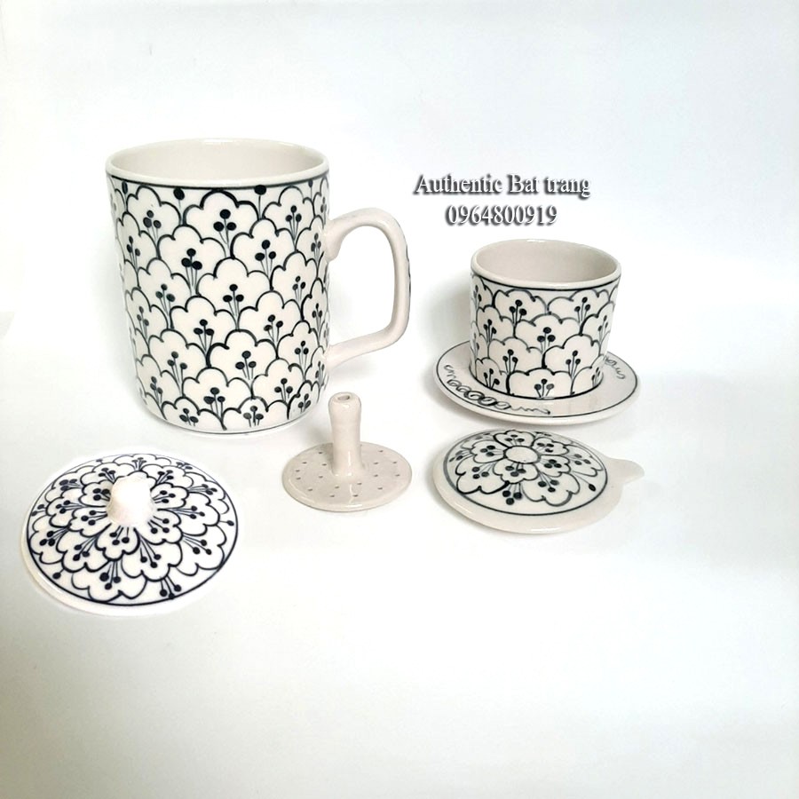 "HOT" BỘ PHA CÀ PHÊ PHIN và UỐNG TRÀ  Vẽ tay thủ công siêu đáng yêu. Xưởng gốm sứ Authentic Bat tràng