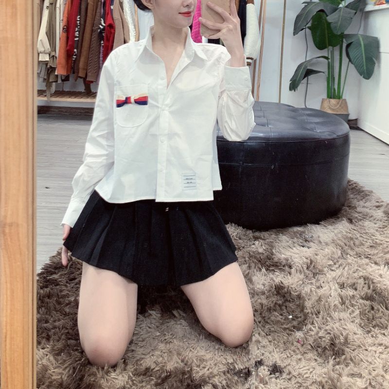 Set áo sơ mi mix chân váy siêu xinh kèm ảnh thật