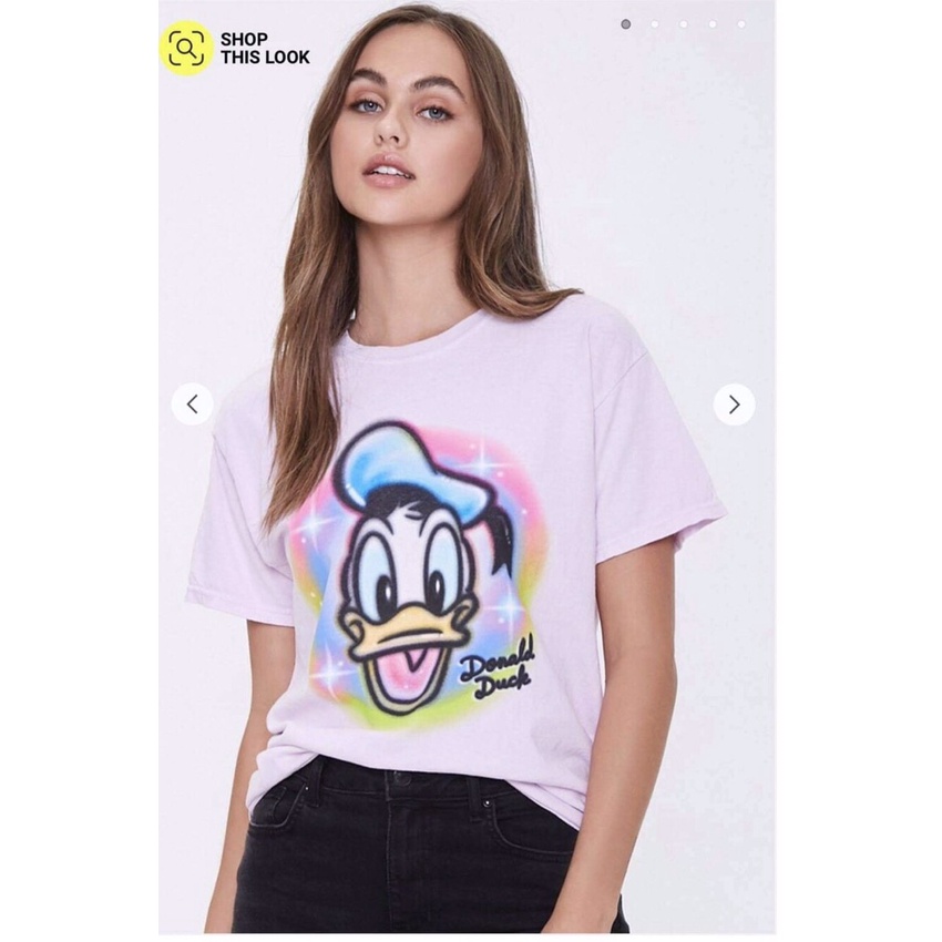 Áo Thun F21 UNISEX 48-75kg Cotton 4 Chiều In Hình Vịt Donald - 3369 - SỐ ĐO Vai-Ngực-Dài