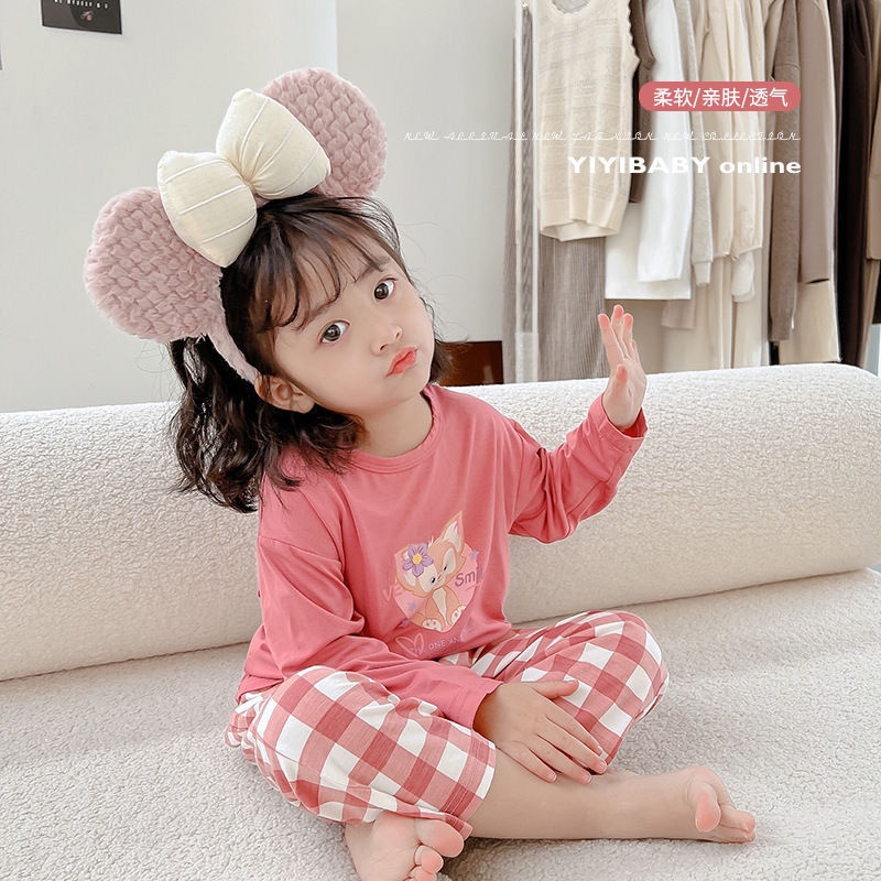 Bộ Đồ Ngủ Tay Dài Thoải Mái Phong Cách Phương Tây Cho Bé Gái