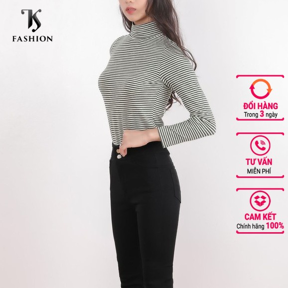 Áo thun giữ nhiệt cao cổ họa tiết kẻ TK FASHION - K2.1