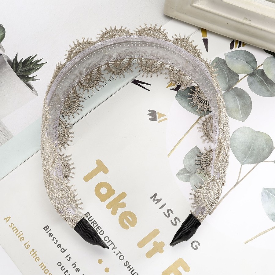 Băng đô cài tóc bản rộng phối lưới phong cách Hàn Quốc thời trang dành cho nữ