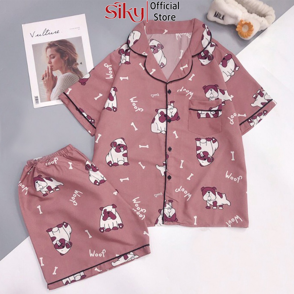 Bộ ngủ nữ SIKY cộc tay chất liệu kate cao cấp - BN06