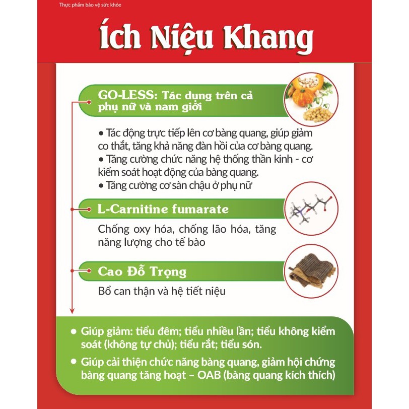 Ích Niệu Khang (Hộp 20 viên) - Go Less - Tiểu đêm, tiểu nhiều lần, tiểu không tự chủ, OAB