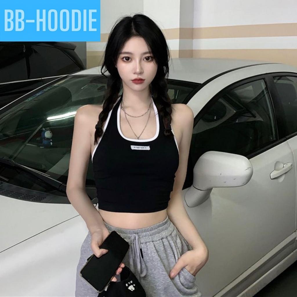 Áo yếm đính logo đen viền trắng BB-HOODIE shop