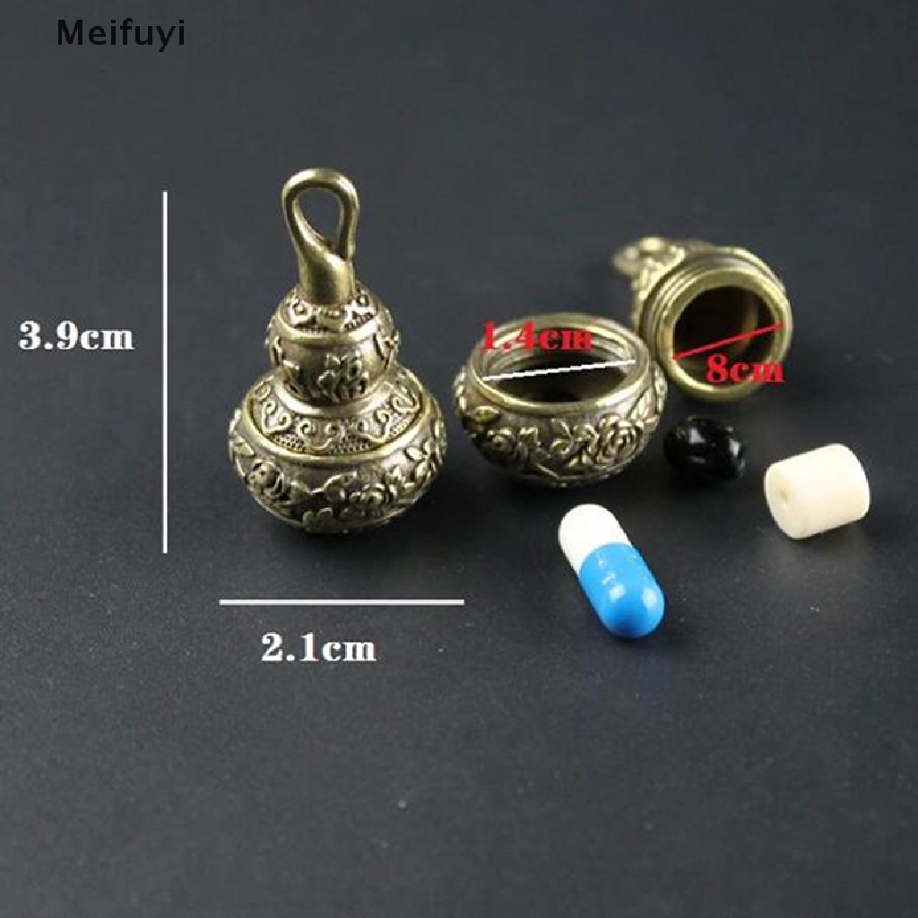 [Meifuyi] Brass Gourd Lucky Car Key Chain Pendants Pill Box Medicine Case Container Bottle COD
