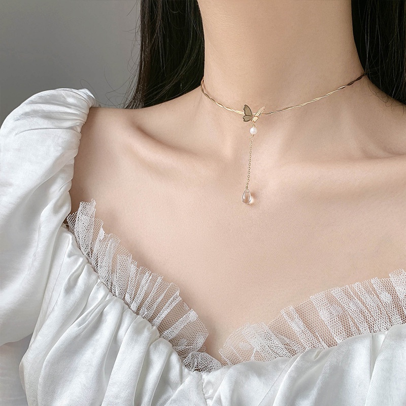 iF YOU Vòng cổ Mặt Hình Bướm Đính Đá Thanh Lịch Cho Nữ