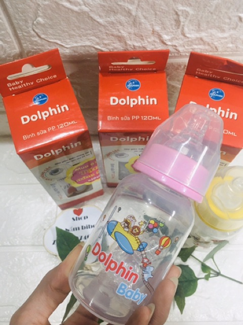 Bình PP cổ hẹp có van chống sặc Dolphin 60ml/120ml