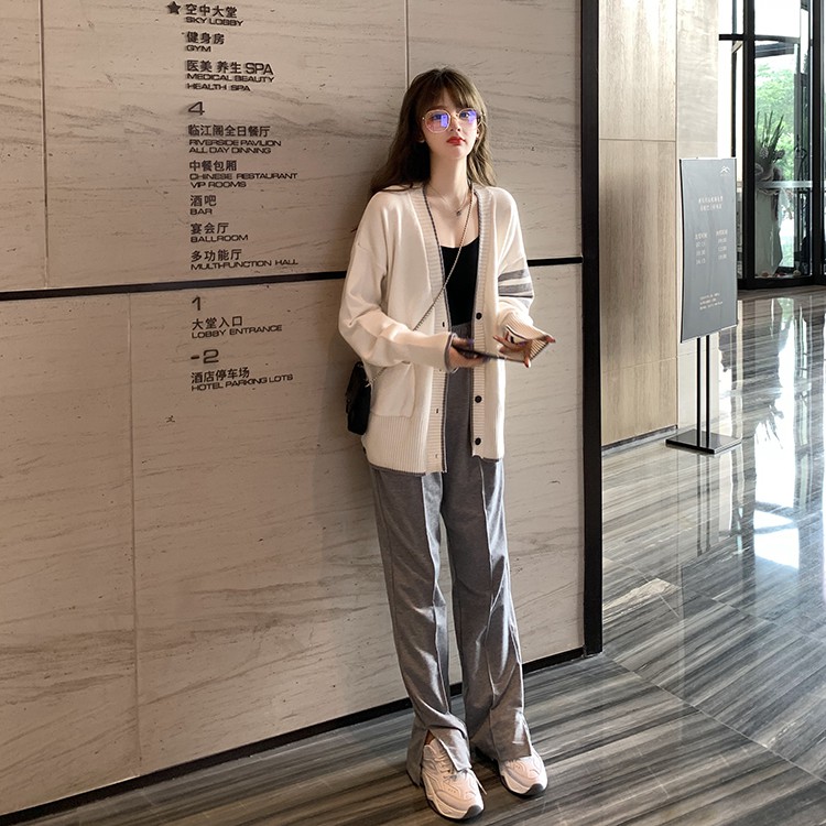 (ORDER)  Áo khoác len dệt kim cardigan cài khuy phối viền sọc tay style Hàn Quốc cá tính (HÀNG_MỚI) | WebRaoVat - webraovat.net.vn