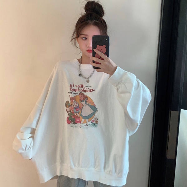 NRVP Áo hoodie tay dài dáng rộng phong cách Hàn Quốc mới dành cho nữ