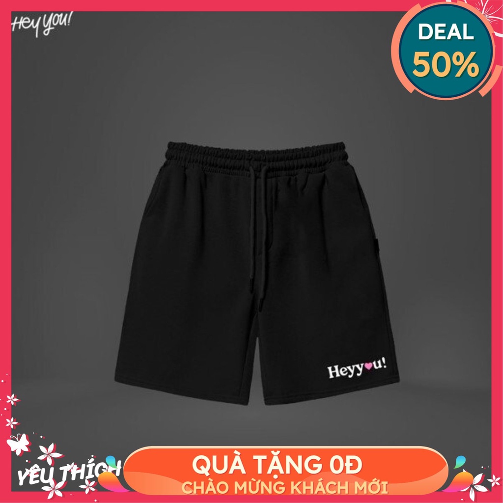 Quần short nam nữ thêu chữ Hey You unisex, Quần đùi thêu Hey You phong cách thể thao trẻ trung năng 