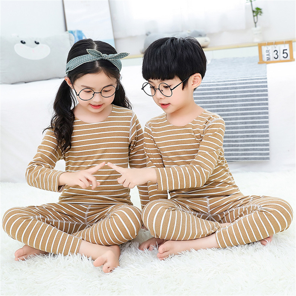 Bộ Đồ Ngủ 100% Cotton Họa Tiết Sọc Ngang Dành Cho Bé Trai 3-10 Tuổi