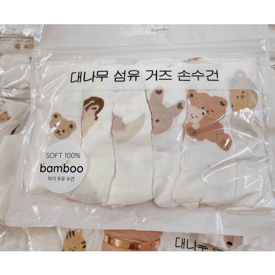 SET 6 KHĂN SỢI TRE HÀN QUỐC CHO BÉ