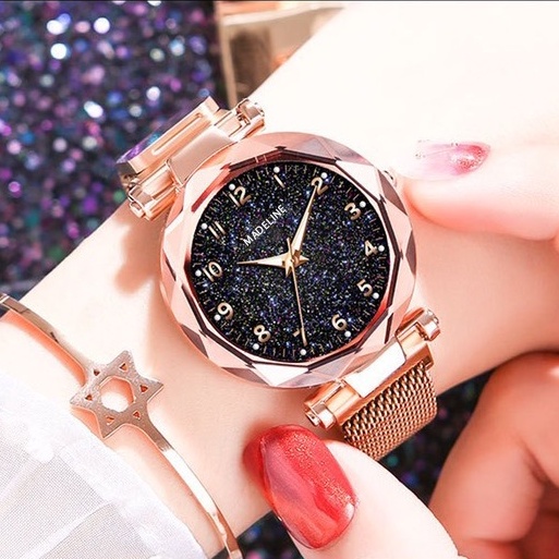 Đồng hồ nữ Madeline M45 mặt số dây nam châm viền kim loại dạ quang tuyệt đẹp