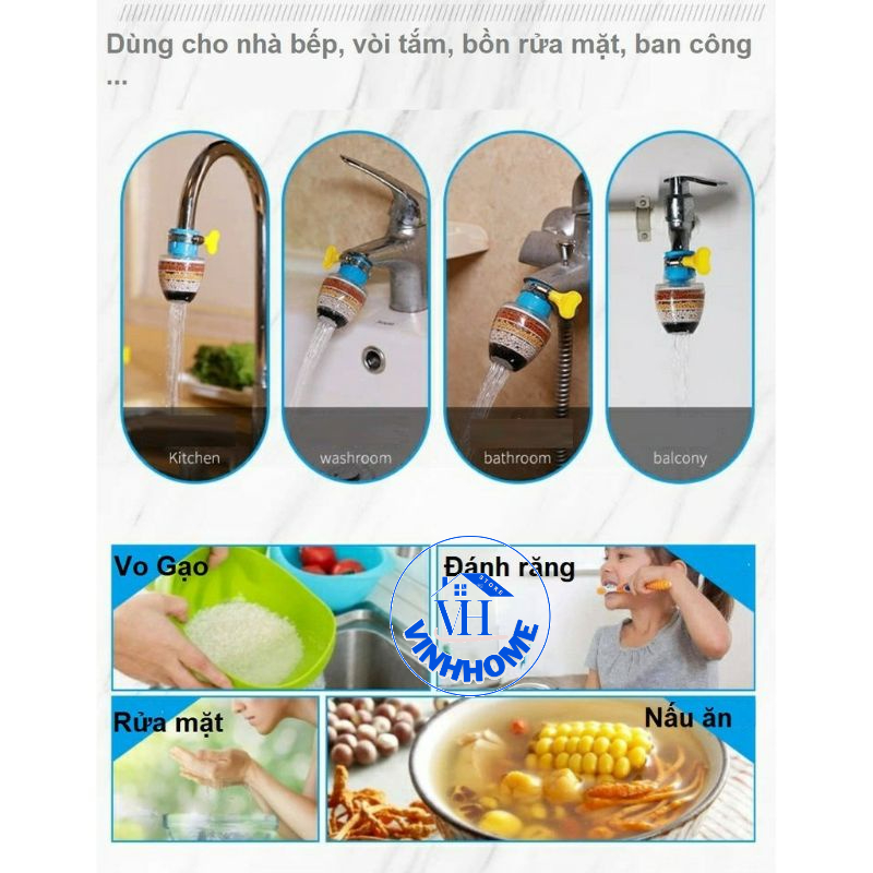 Đầu lọc nước trực tiếp tại vòi đầu lọc 6 tầng/Vòi lọc nước mini 6 tầng có tăng giảm gắn được mọi loại vòi