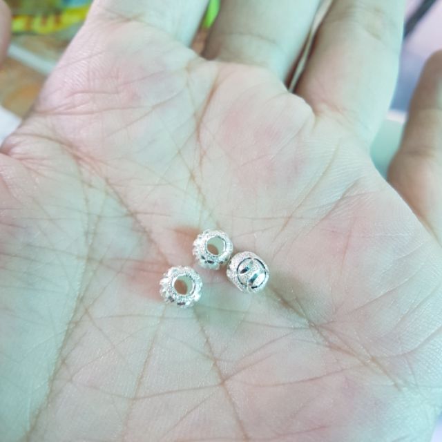 Bi Bạc S7 khắc đồng tiền 5mm - Bạc Thái - S925 ( giá / 1 viên)