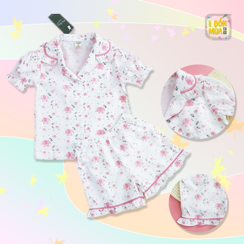 [BỘ NGỦ PIJAMA THIẾT KẾ 10-38KG] ĐỒ NGỦ BÉ GÁI CHẤT ĐŨI LOẠI CAO CẤP MỊN MỀM MƯƠT MÁT CHUẨN HÀNG THIẾT KẾ - SHOP BỐN MÙA