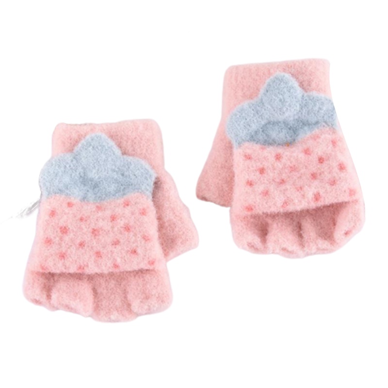 Găng Tay Hở Ngón Mềm Mại Giữ Ấm Mùa Đông Cho Bé