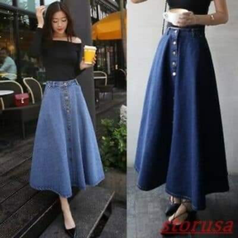 Chân váy chất liệu jean xòe