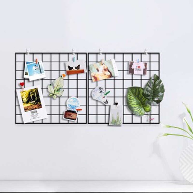 [COMBO] 2 KHUNG LƯỚI SẮT TRANG TRÍ SIZE 37x 37cm. Tặng kèm 2 móc dính và 10 kẹp gỗ