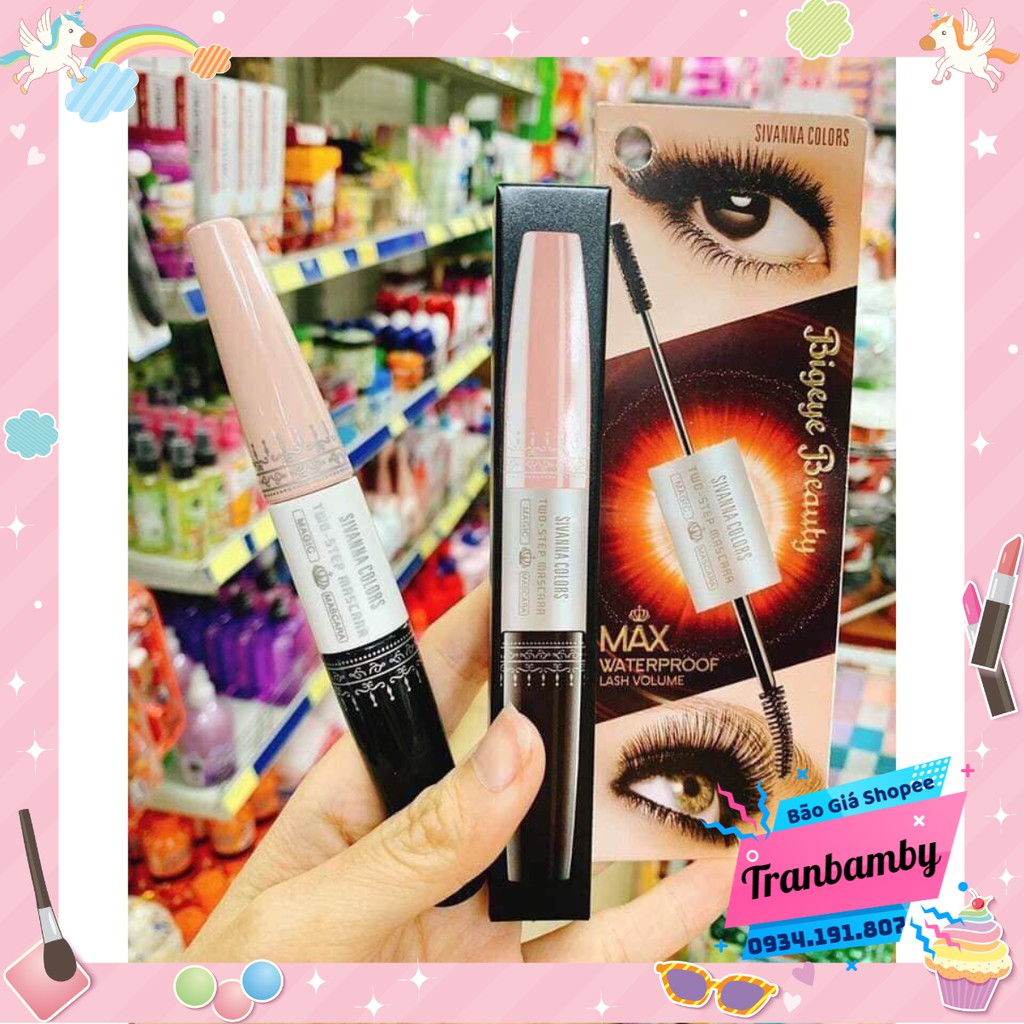 Mascara Chuốt Mi 2 Đầu Sivanna Colors Two-Step Bigeye Beauty Max Waterproof Lash Volume | BigBuy360 - bigbuy360.vn