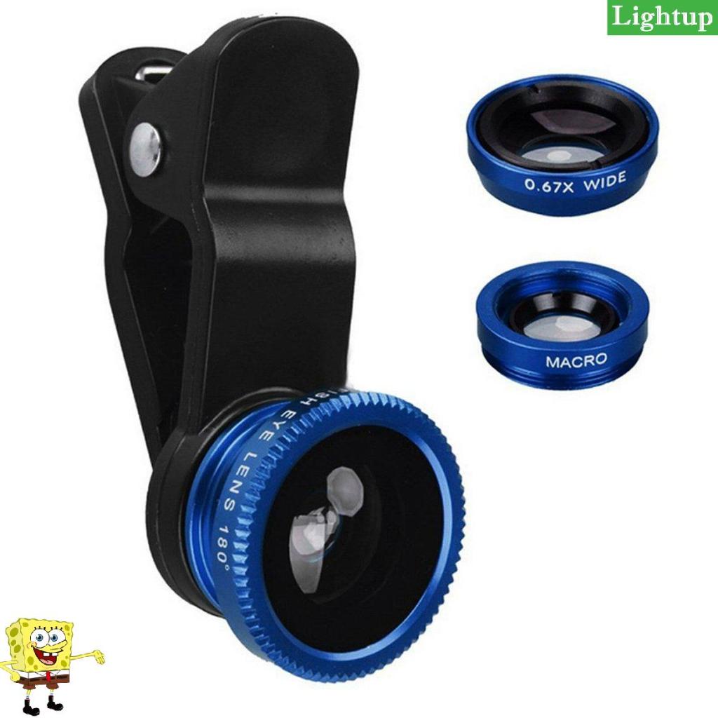 Bộ mắt cá 3 trong 1 + Góc rộng + Kẹp macro trên ống kính máy ảnh cho điện thoại di động
