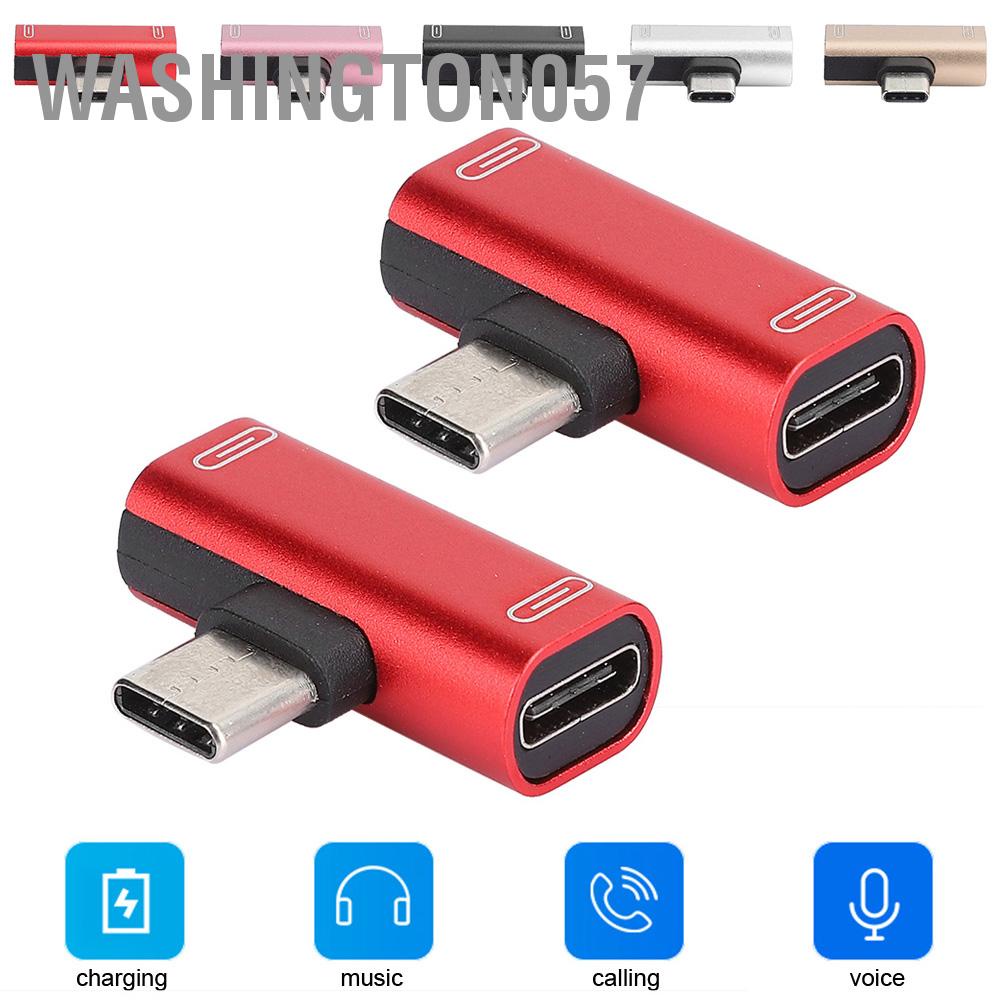 Washington057 2PCS Type‑C Converter Splitter Dual 2 In 1 to Headphone USB Audio Charger Adapter