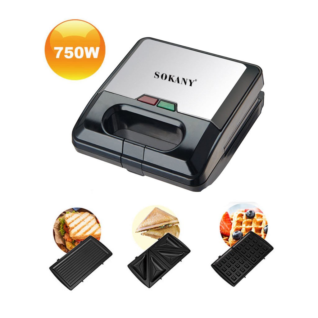 [Mã 155ELSALE giảm 7% đơn 300K] Kẹp nướng bánh mỳ Sanwich Sokany 3 trong 1