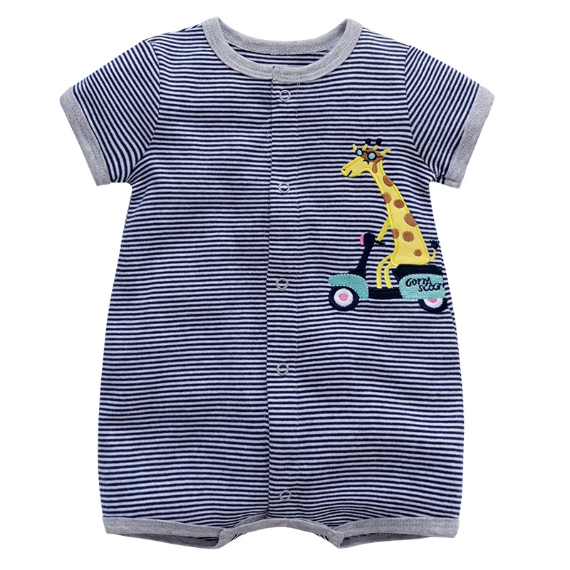 Jumpsuit Tay Ngắn Chất Cotton Phối Nút Cho Bé