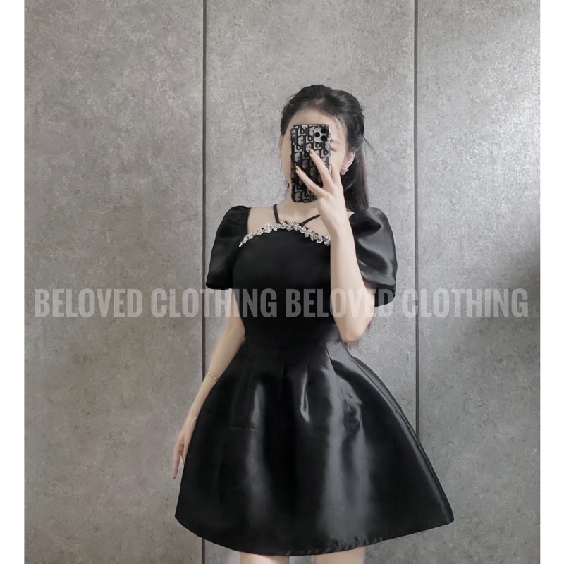 Đầm Tapta Cổ Đính Đá Tiểu Thư JARI-CLOTHES Xoè Hai Lớp Đẹp