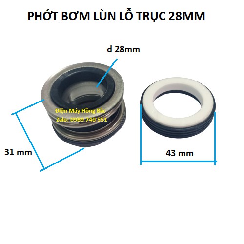 Phớt bơm nước lò xo lùn trục 28mm