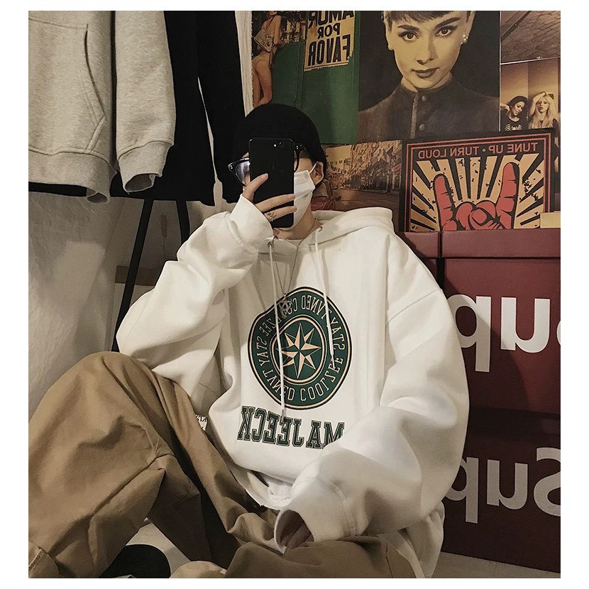 Áo hoodie 2 màu form rộng in hình tròn giữa ngực nam nữ mặc đều đẹp | BigBuy360 - bigbuy360.vn