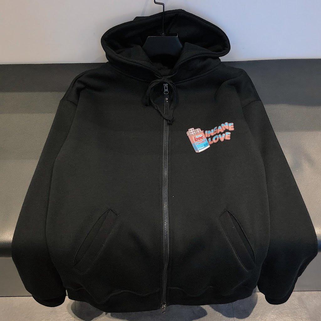 Áo khoác nỉ ngoại form rộng dây kéo INSANECLO LOVE có ảnh thật | BigBuy360 - bigbuy360.vn