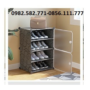Tủ-kệ đựng giày dép 2 ô có 4 ngăn nhỏ siêu tiện lợi