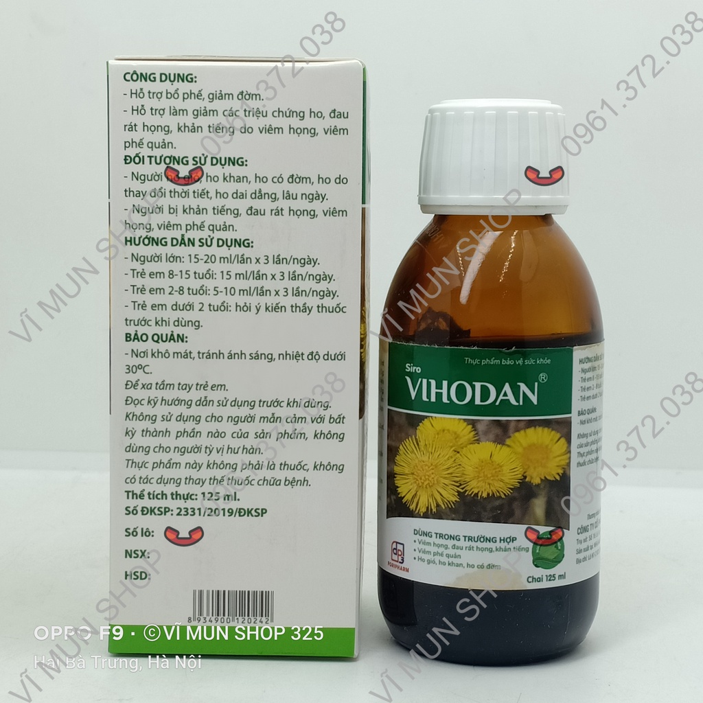 Siro VIHODAN - Viêm họng, đau rát họng, khản tiếng