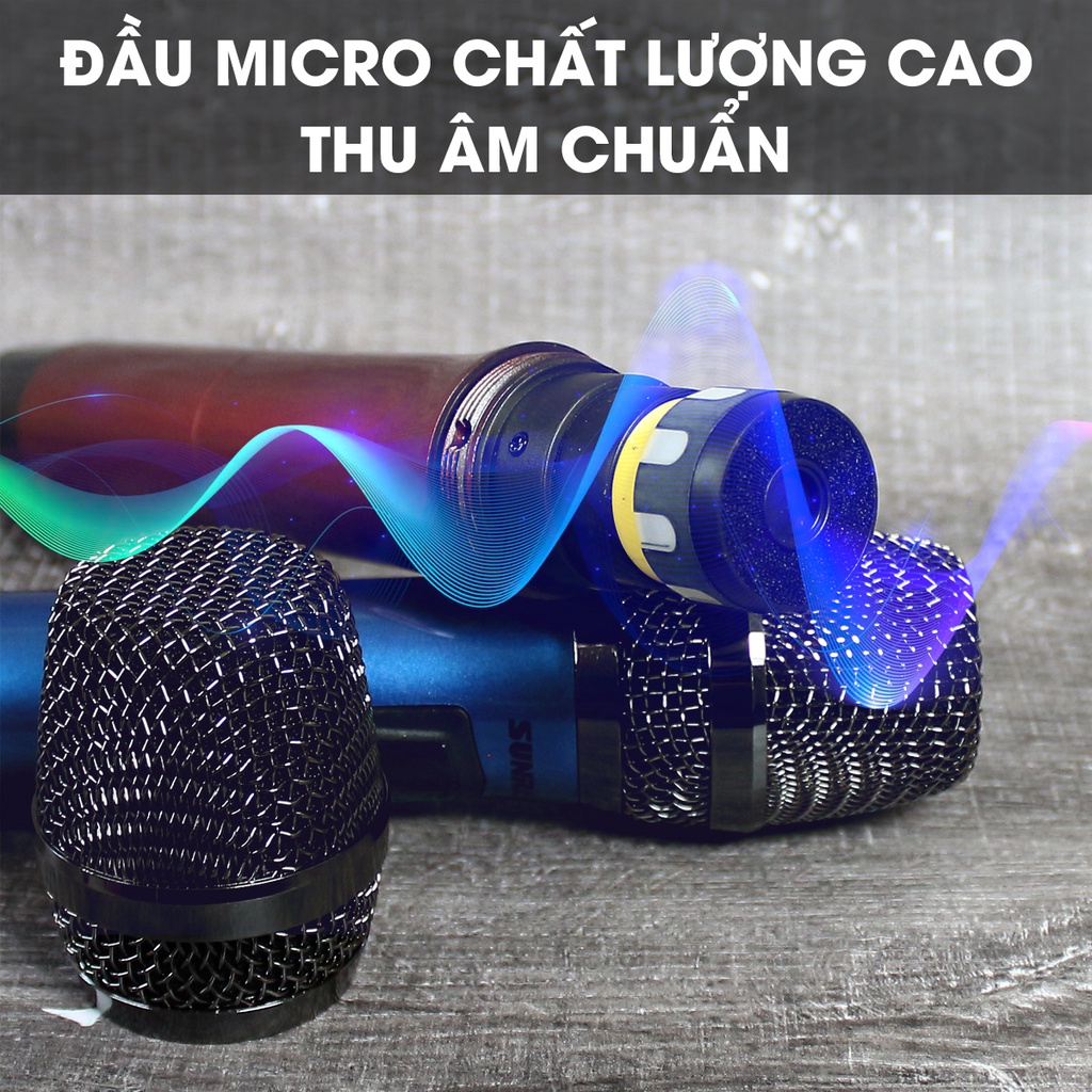Micro đa năng karaoke Sunrise SM5, mic không dây sóng UHF chống hú, độ nhạy cao, chuyên sử dụng cho loa kéo, amply