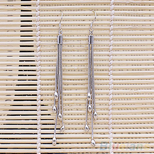 Đôi Bông Tai Mạ Bạc Dáng Dài Thời Trang Cho Nữ