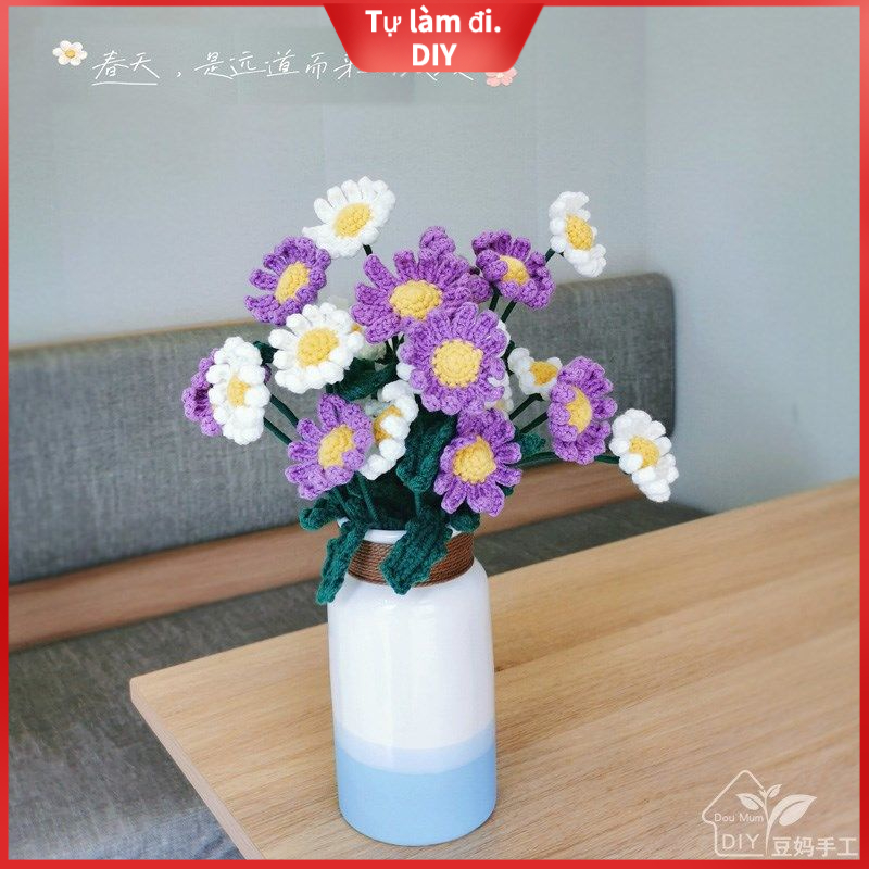 [DIY] Tự làm đan móc túi chất liệu hoa hướng dương Daisy len giả bó hoa Ngày lễ tình nhân món quà tự làm cho bạn gái
