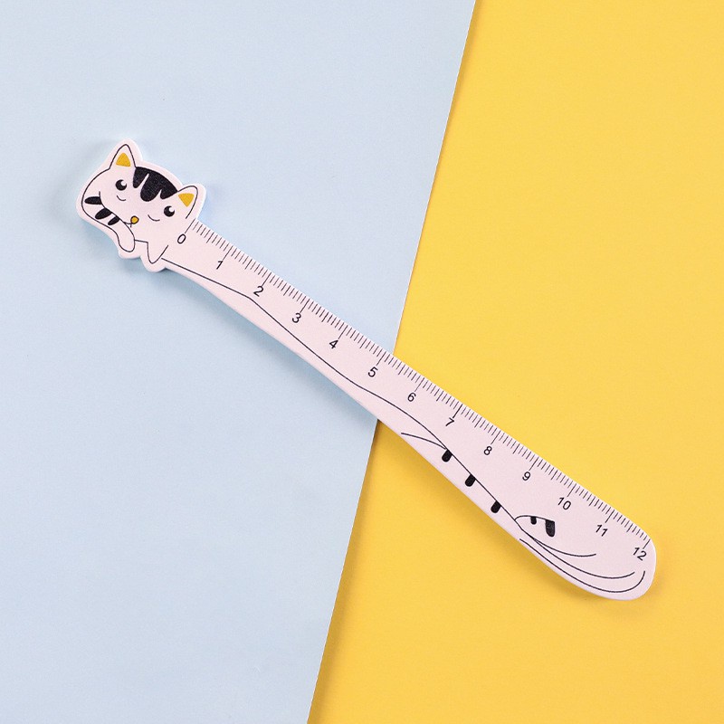 Thước kẻ gỗ học sinh hình mèo cute dễ thương dài 12cm LIZAMO TK19