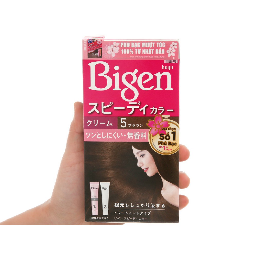 Kem Nhuộm Tóc Bigen Speedy Color Cream Màu 5 Nâu Sẫm - 80G