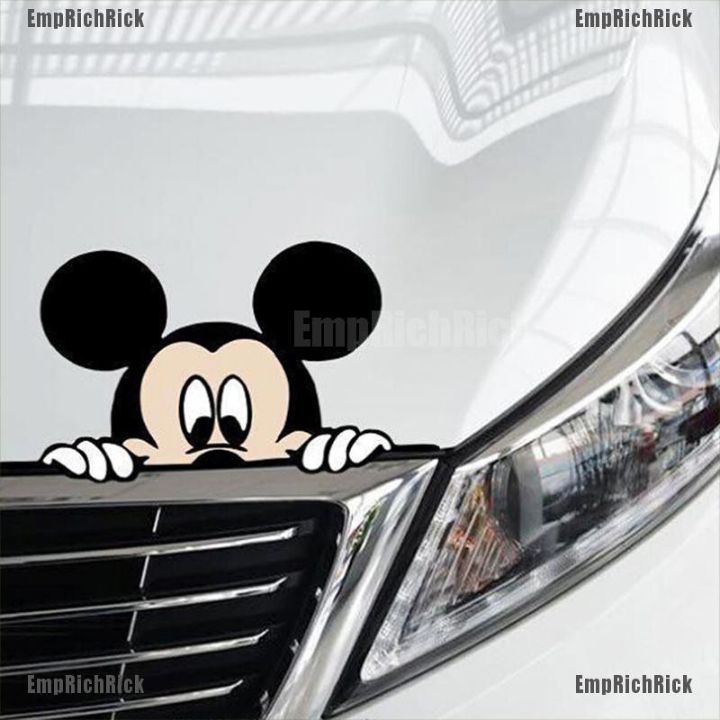 1 Sticker Dán Kính Chiếu Hậu Hình Chuột Mickey Dễ Thương Kích Thước 14x8cm