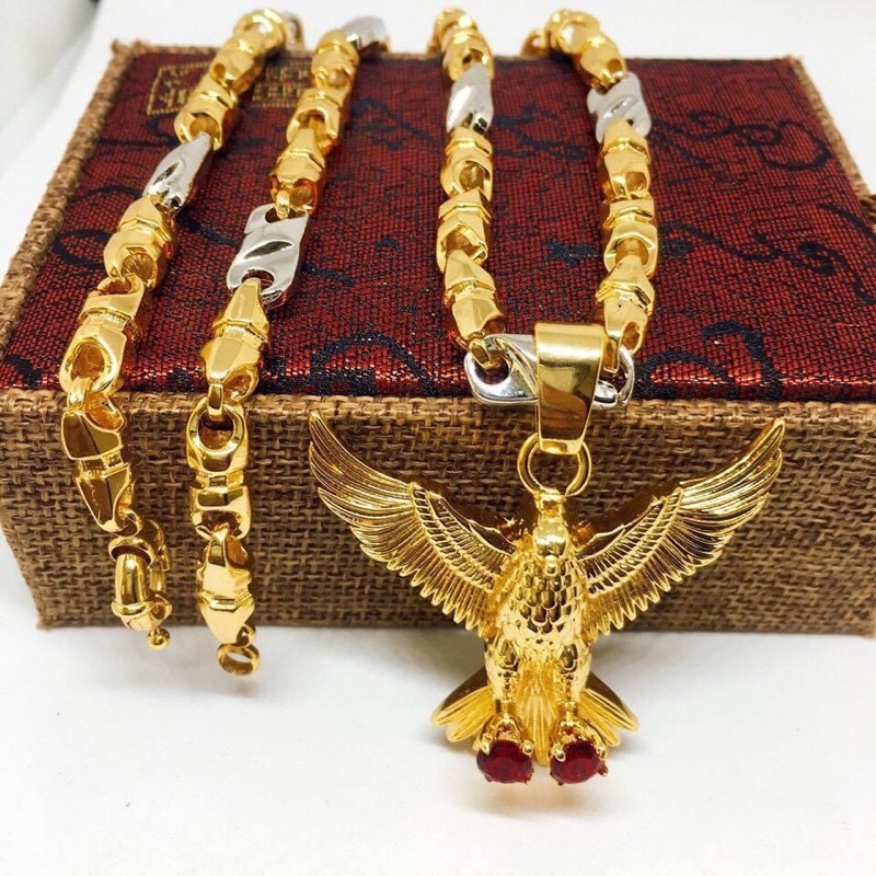 dây chuyền kèm mặt đại bàng mạ vàng