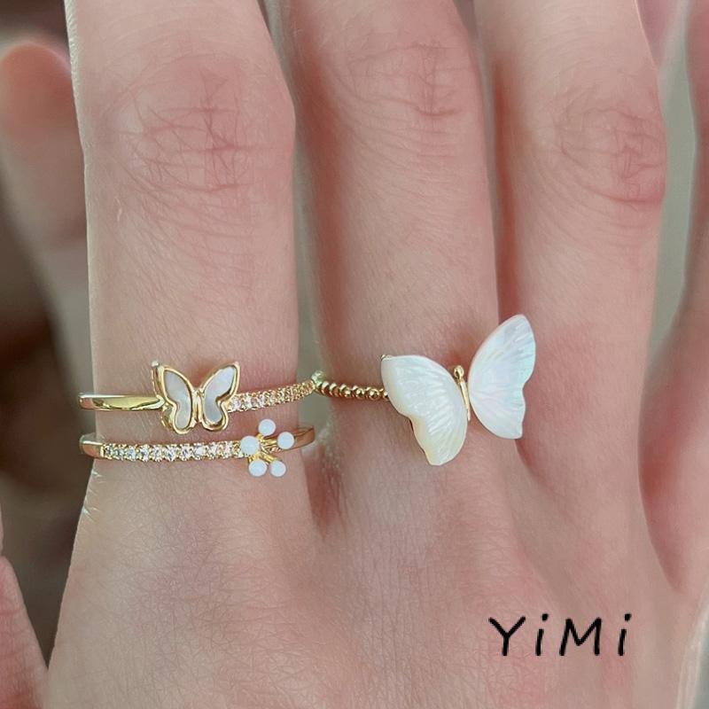 Nhẫn Hình Bướm Đính Ngọc Trai Nhân Tạo Thời Trang