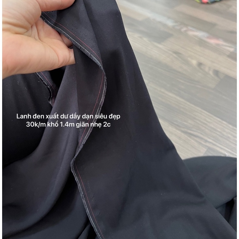 Vải Lanh cotton, lanh Đen Tuyền 100% cotton siêu Mềm  Mát