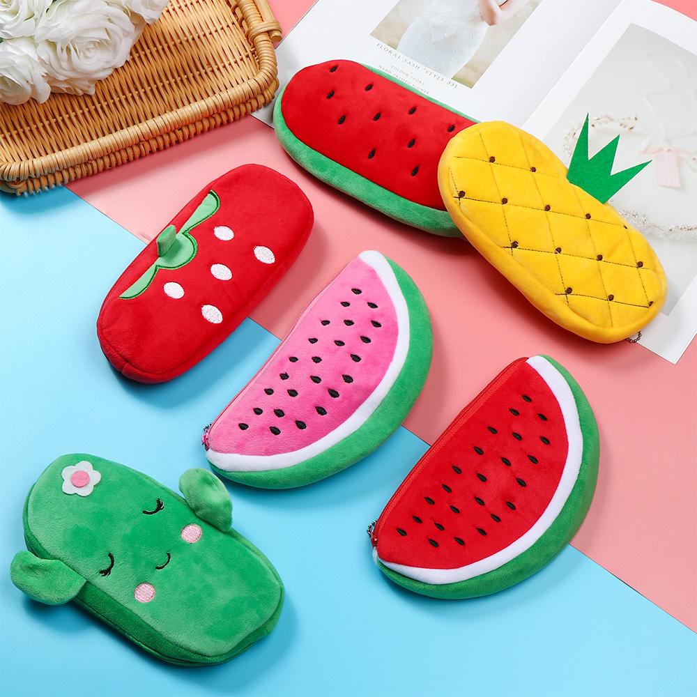 EBINLANDS Ví Đựng Tiền Xu Hình Trái Cây Nhồi Bông Mềm Mại Phối Khóa Kéo Đáng Yêu