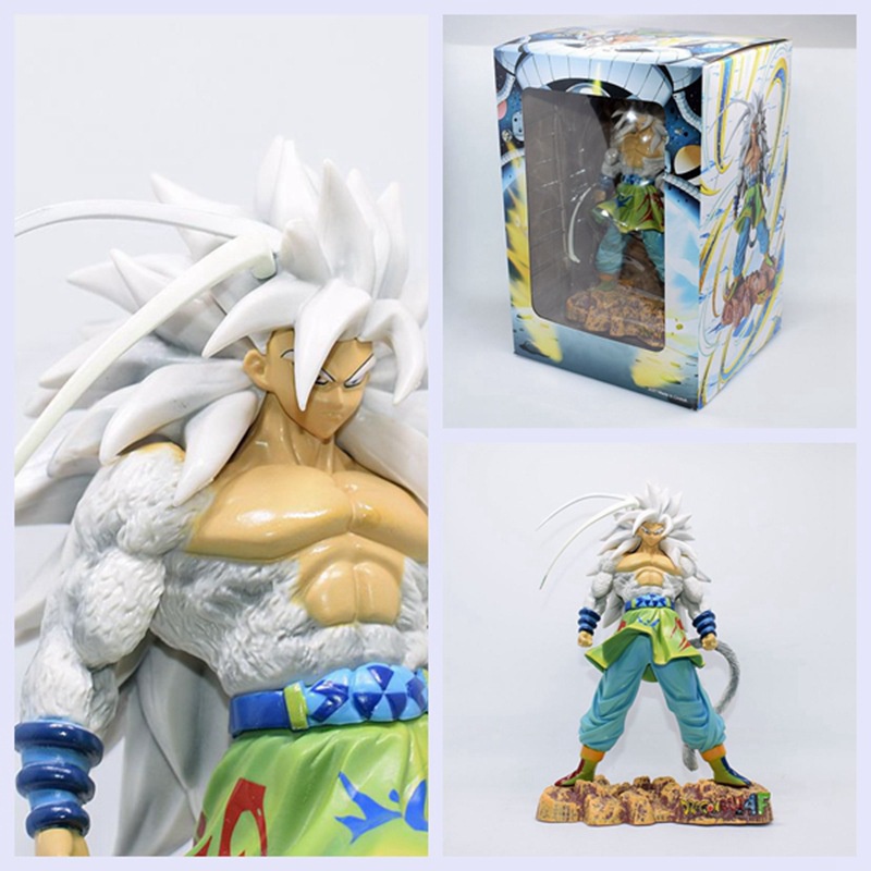 Sản phẩm mới tại chỗ anime bảy viên ngọc rồng mũgk super saiyan monkey king super five white hair goku hình đóng hộp mô hình trang trí hình kỳ nghỉ