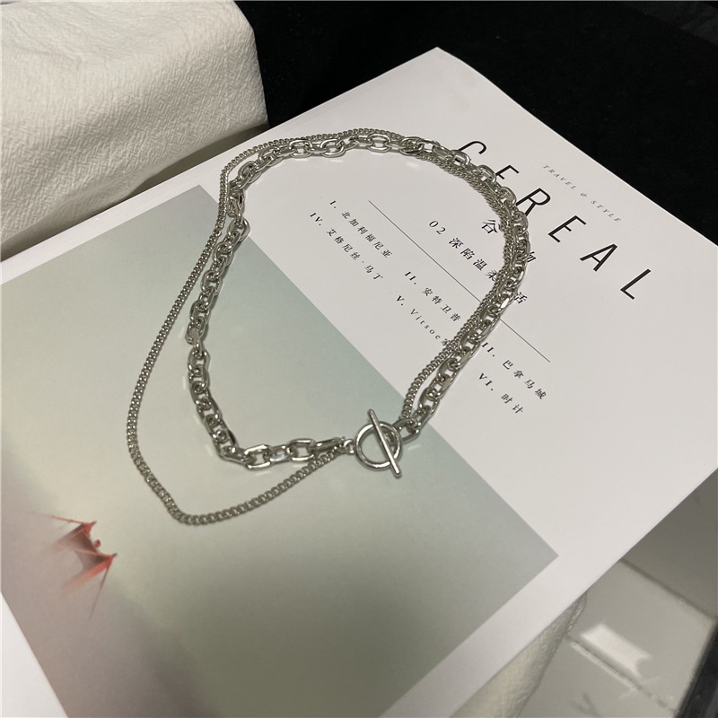 Dây Chuyền Thép Titan Hai Lớp Phong Cách Hip Hop Cổ Điển