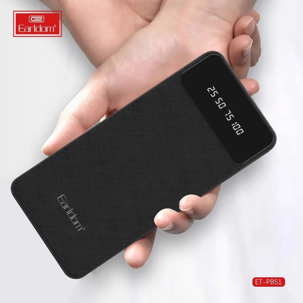 Sạc dự phòng Earldom 10000/20000mAh Sạc nhanh cùng lúc 4 thiết bị Kèm sẵn 3 dây cáp sạc thông dụng