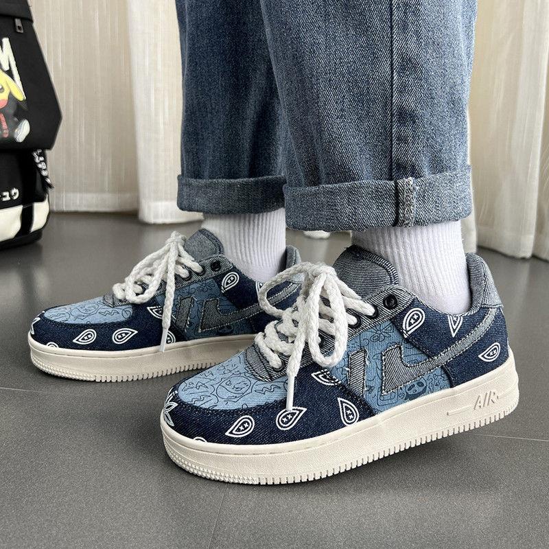 Giày Thể Thao Vải Denim Thoáng Khí Phong Cách Hong Kong Cổ Điển Dễ Phối Đồ Thời Trang Cho Nam Và Nữ